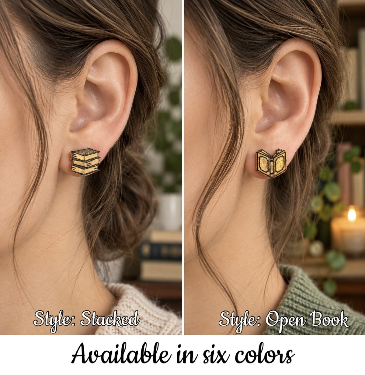 Handmade Bookish Stud Earrings
